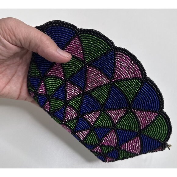 Neiman Marcus Handmade Beaded Shell Shape Clutch Evening Handbag - Picture 10 of 13